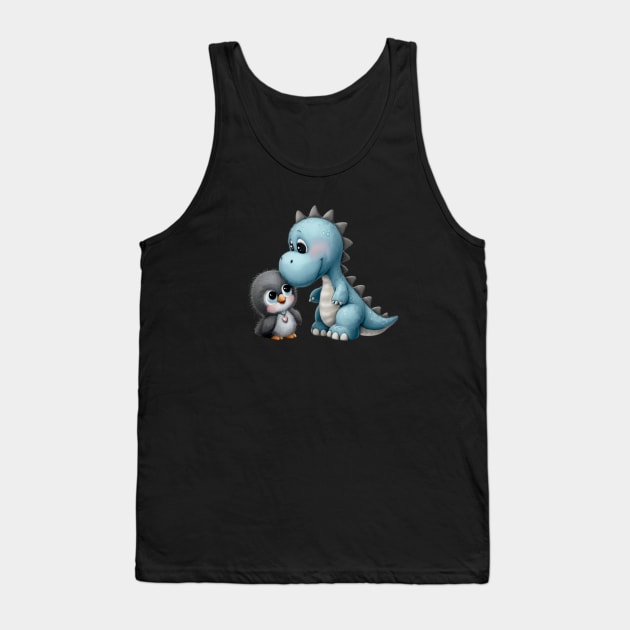 Penguin and Dino Tank Top by Merlyn Morris